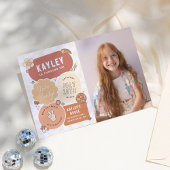 Groovy Daisy Boho Let's Party Foto Meisje Verjaard Kaart