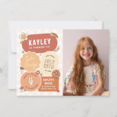 Groovy Daisy Boho Let's Party Foto Meisje Verjaard Kaart (Voorkant)