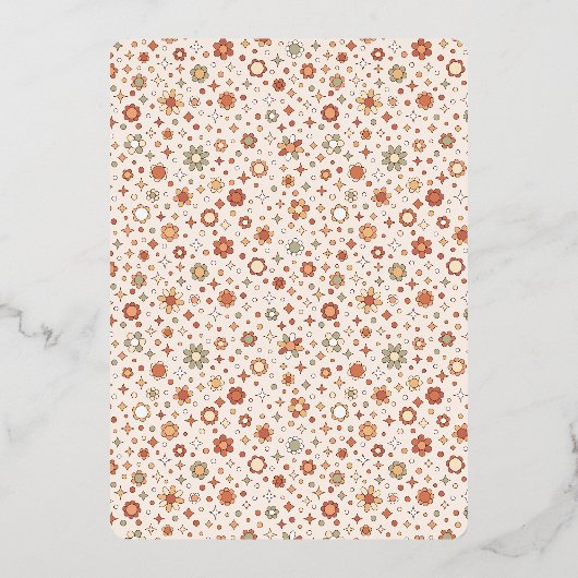 Groovy Daisy Boho Retro Let's Party Girl Verjaarda Folie Uitnodiging (Achterkant)