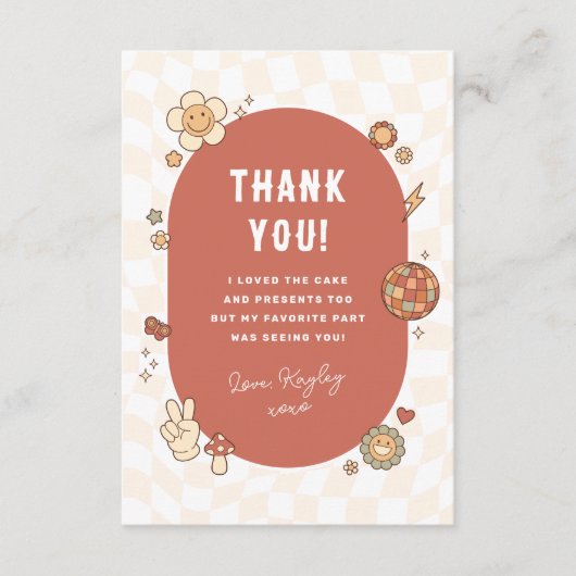 Groovy Daisy Boho Retro Meisje Foto Verjaardagsfee Bedankkaart (Voorkant)