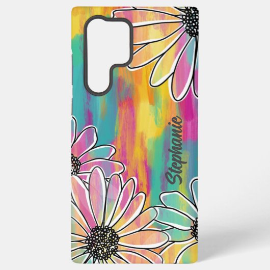 Groovy Daisy Dream - Painterly Hand getrokken Bloe Samsung Galaxy Hoesje (Achterkant)