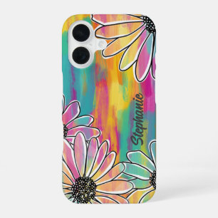 Groovy Daisy Dream - Schilderachtige Handgetekende iPhone 16 Hoesje