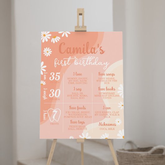 Groovy Daisy Eerste Verjaardag Mijlpaal teken Poster