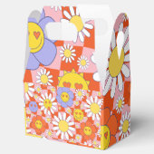 Groovy Daisy Floral Checkerboard, Y2K 90s Bedankdoosjes (Geopend)