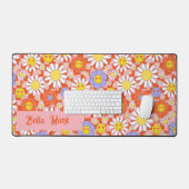 Groovy Daisy Floral Checkerboard, Y2K 90s Bureaumat (Keyboard & Muis)