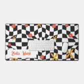 Groovy Daisy Floral Checkerboard, Y2K 90s Bureaumat (Keyboard & Muis)