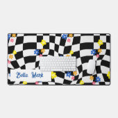Groovy Daisy Floral Checkerboard, Y2K 90s Bureaumat (Keyboard & Muis)