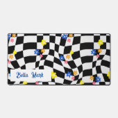 Groovy Daisy Floral Checkerboard, Y2K 90s Bureaumat (Voorkant)