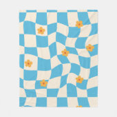 Groovy Daisy Floral Checkerboard, Y2K 90s Fleece Deken (Voorkant)