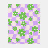 Groovy Daisy Floral Checkerboard, Y2K 90s Fleece Deken (Voorkant)