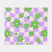Groovy Daisy Floral Checkerboard, Y2K 90s Fleece Deken (Voorkant (Horizontaal))