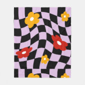 Groovy Daisy Floral Checkerboard, Y2K 90s Fleece Deken (Voorkant)
