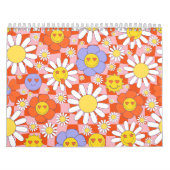 Groovy Daisy Floral Checkerboard, Y2K 90s Kalender (Hoes)