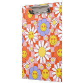 Groovy Daisy Floral Checkerboard, Y2K 90s Klembord (Links)