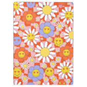 Groovy Daisy Floral Checkerboard, Y2K 90s Klembord (Achterkant)