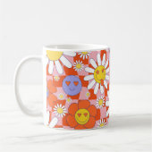 Groovy Daisy Floral Checkerboard, Y2K 90s Koffiemok (Links)