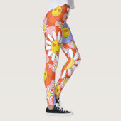 Groovy Daisy Floral Checkerboard, Y2K 90s Leggings (Rechts)