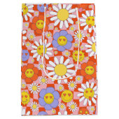 Groovy Daisy Floral Checkerboard, Y2K 90s Medium Cadeauzakje (Achterkant)