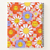 Groovy Daisy Floral Checkerboard, Y2K 90s Notitieboek (Achterkant)