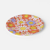 Groovy Daisy Floral Checkerboard, Y2K 90s Papieren Bordje (Gekanteld)