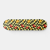 Groovy Daisy Floral Checkerboard, Y2K 90s Persoonlijk Skateboard (Horizontaal)
