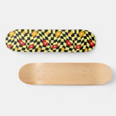 Groovy Daisy Floral Checkerboard, Y2K 90s Persoonlijk Skateboard (Horizontaal)