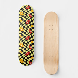 Groovy Daisy Floral Checkerboard, Y2K 90s Persoonlijk Skateboard