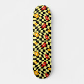 Groovy Daisy Floral Checkerboard, Y2K 90s Persoonlijk Skateboard (Voorkant)