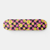 Groovy Daisy Floral Checkerboard, Y2K 90s Persoonlijk Skateboard (Horizontaal)