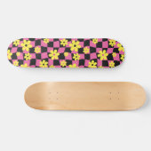 Groovy Daisy Floral Checkerboard, Y2K 90s Persoonlijk Skateboard (Horizontaal)
