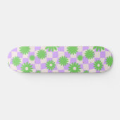 Groovy Daisy Floral Checkerboard, Y2K 90s Persoonlijk Skateboard (Horizontaal)