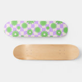 Groovy Daisy Floral Checkerboard, Y2K 90s Persoonlijk Skateboard (Horizontaal)