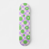 Groovy Daisy Floral Checkerboard, Y2K 90s Persoonlijk Skateboard (Voorkant)