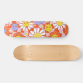 Groovy Daisy Floral Checkerboard, Y2K 90s Persoonlijk Skateboard (Horizontaal)