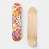Groovy Daisy Floral Checkerboard, Y2K 90s Persoonlijk Skateboard (Voorkant)