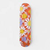 Groovy Daisy Floral Checkerboard, Y2K 90s Persoonlijk Skateboard (Voorkant)