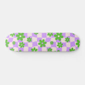 Groovy Daisy Floral Checkerboard, Y2K 90s Persoonlijk Skateboard (Horizontaal)