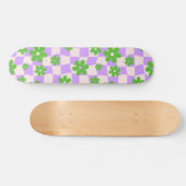Groovy Daisy Floral Checkerboard, Y2K 90s Persoonlijk Skateboard (Horizontaal)