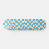 Groovy Daisy Floral Checkerboard, Y2K 90s Persoonlijk Skateboard (Horizontaal)