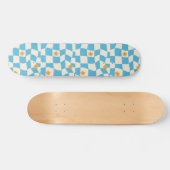 Groovy Daisy Floral Checkerboard, Y2K 90s Persoonlijk Skateboard (Horizontaal)