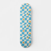 Groovy Daisy Floral Checkerboard, Y2K 90s Persoonlijk Skateboard (Voorkant)