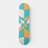 Groovy Daisy Floral Checkerboard, Y2K 90s Persoonlijk Skateboard (Voorkant)