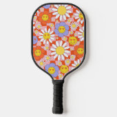 Groovy Daisy Floral Checkerboard, Y2K 90s Pickleball Paddle (Achterkant)