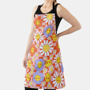 Groovy Daisy Floral Checkerboard, Y2K 90s Schort