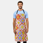 Groovy Daisy Floral Checkerboard, Y2K 90s Schort (Gedragen)