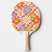 Groovy Daisy Floral Checkerboard, Y2K 90s Tafeltennisbatje (Voorkant)