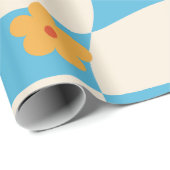 Groovy Daisy Floral Checkerboard, Y2K 90s Wrappin Cadeaupapier (Rol Hoek)