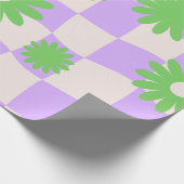 Groovy Daisy Floral Checkerboard, Y2K 90s Wrappin Cadeaupapier (Hoek)