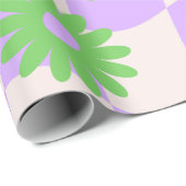 Groovy Daisy Floral Checkerboard, Y2K 90s Wrappin Cadeaupapier (Rol Hoek)