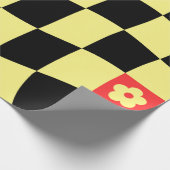 Groovy Daisy Floral Checkerboard, Y2K 90s Wrappin Cadeaupapier (Hoek)